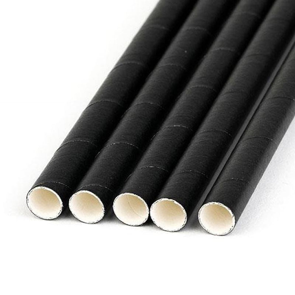 Small Black Plastic Straws, Individually Plastic Wrapped (8mm x 21cm)
