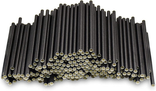 Paper Cocktail Straws 5 inch x 6mm - 500 ct. Biodegradable Small Black Paper Drinking Straws Bulk for Short Drinks, Restaurant, Bar, Food Services