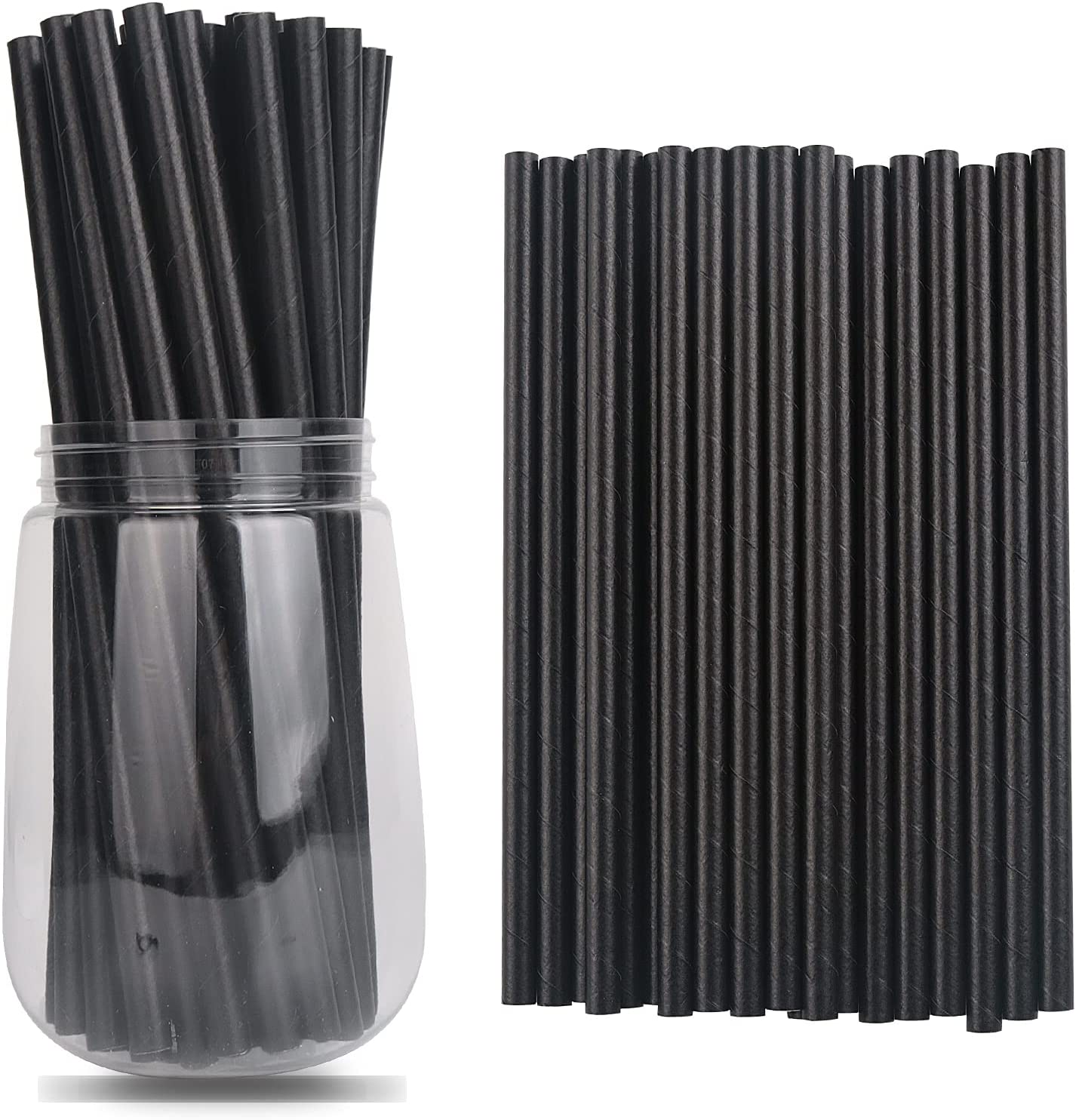 Black Paper Straws 1000 Count - 7.75" x 0.24", 100% Biodegradable & Compostable, Disposable Drinking Straws Bulk - Cocktail, Bars, Restaurants