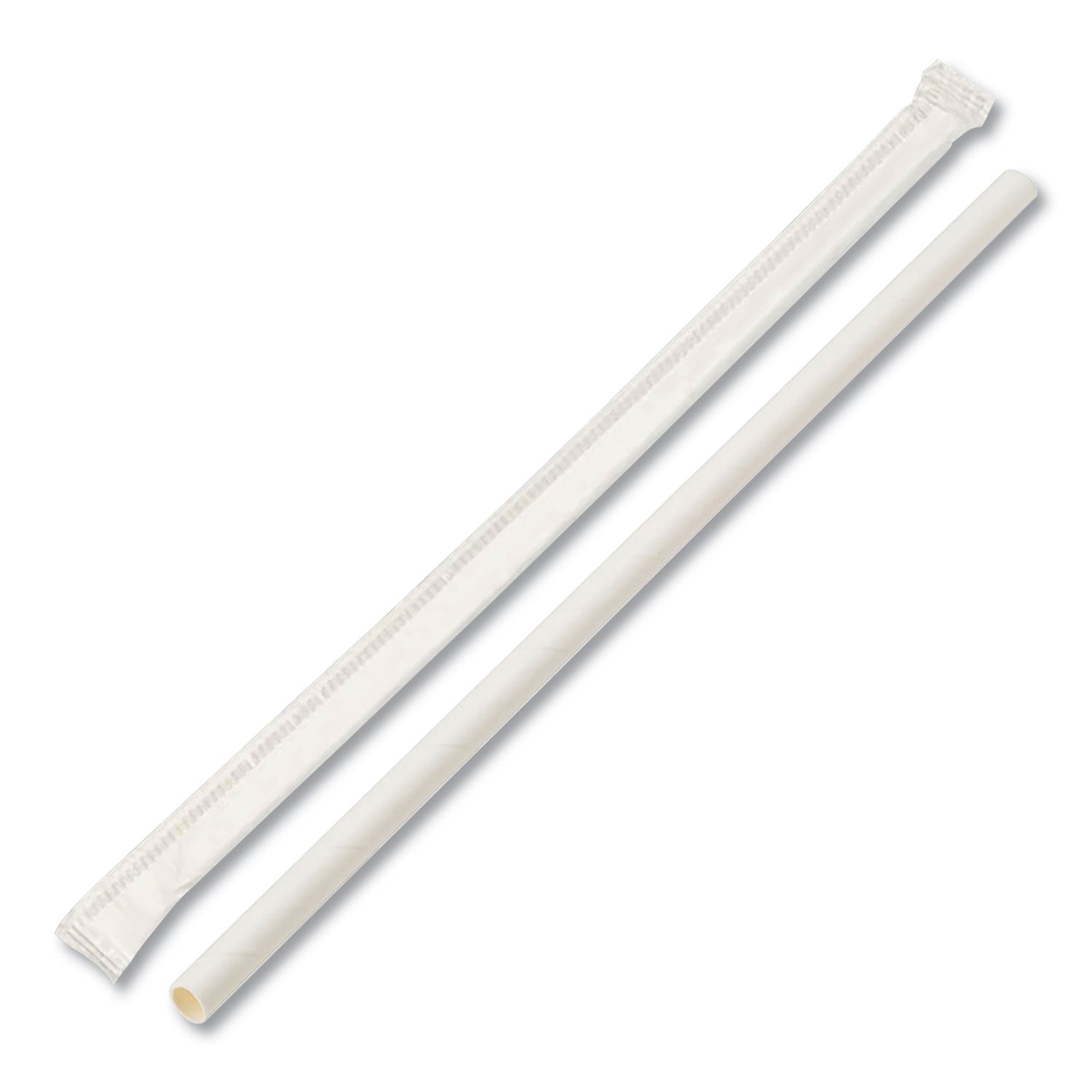 Yocup 7.75'' Light Blue Jumbo (6mm) Paper-Wrapped Plastic Straw w/ Flat Tip  - 6000/cs (10/600)
