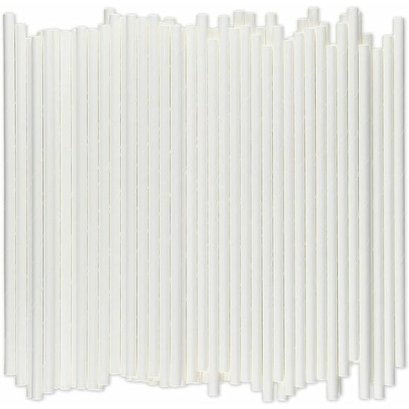 7.75" * 8MM White Smoothie Paper Straws Unwrapped  - 10000pcs/ctn