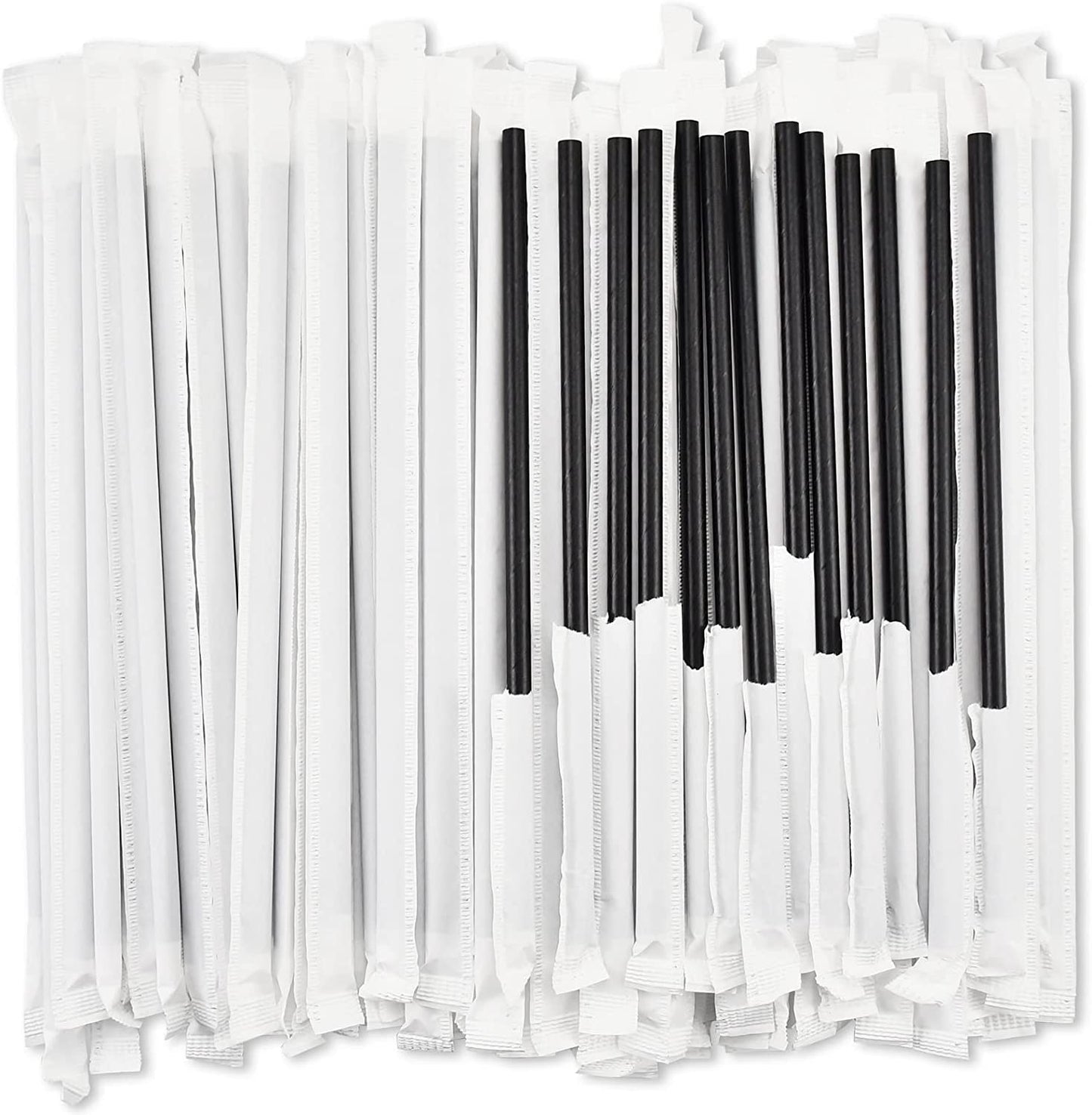 7.75" Black Jumbo wrapped Paper Straw - 3000pcs/ctn
