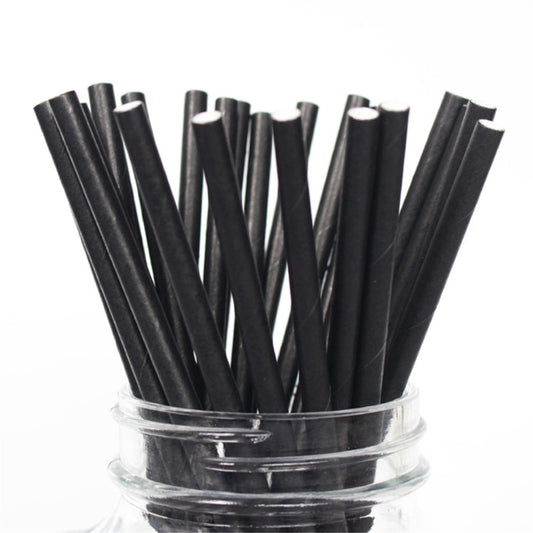 14 Inch * 8mm  Extra Long Black Unwrapped Paper Drinking Straws -5000pcs/ctn