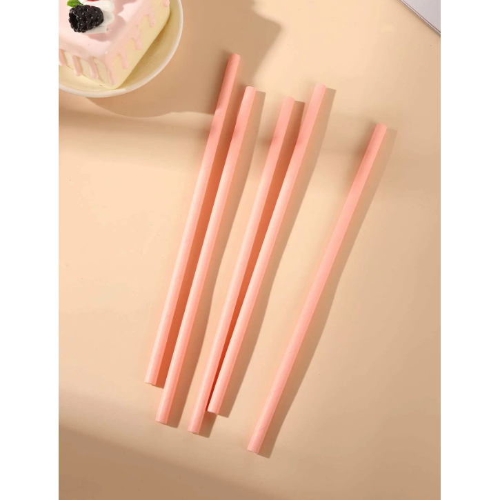 7.75" X 8mm Pink Wrapped Paper Straw - 2000/Case