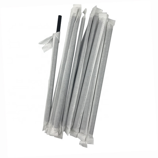 10.25" * 6mm GIANT BLACK PAPER WRAPPED STRAWS-6000ct